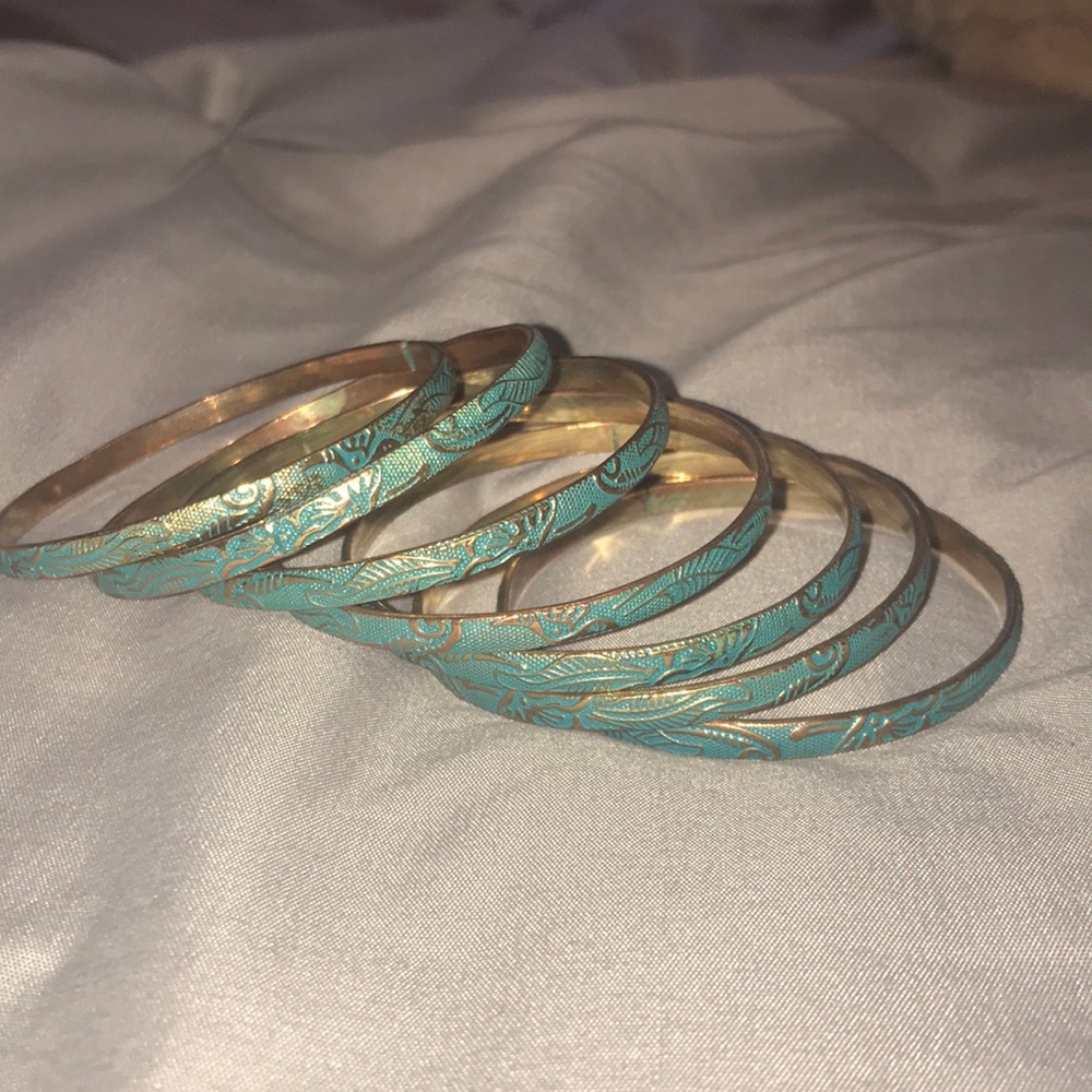 ♥️ Teal and Gold Bracelets